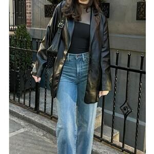 VTG Black Leather Oversized Jacket